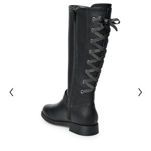 Faux leather BROWN riding boots lace up zip 13 1